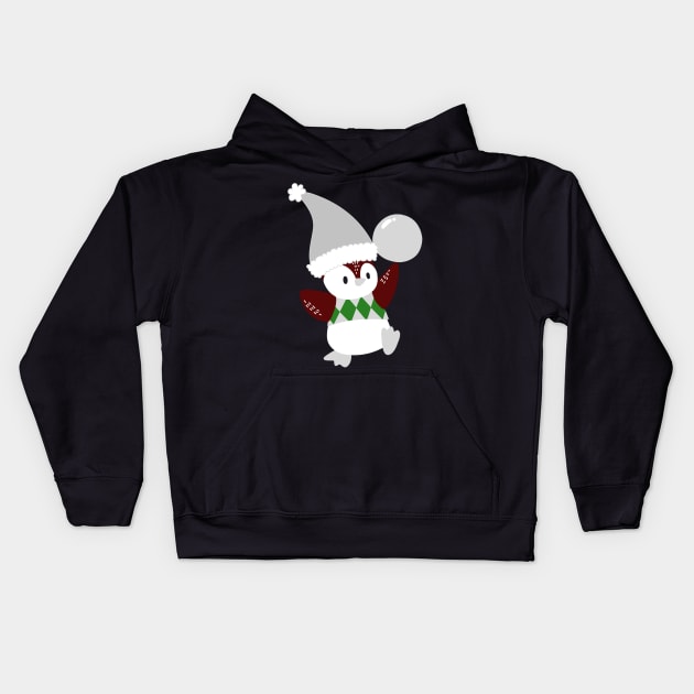 Kawaii christmas penguin Kids Hoodie by LukjanovArt